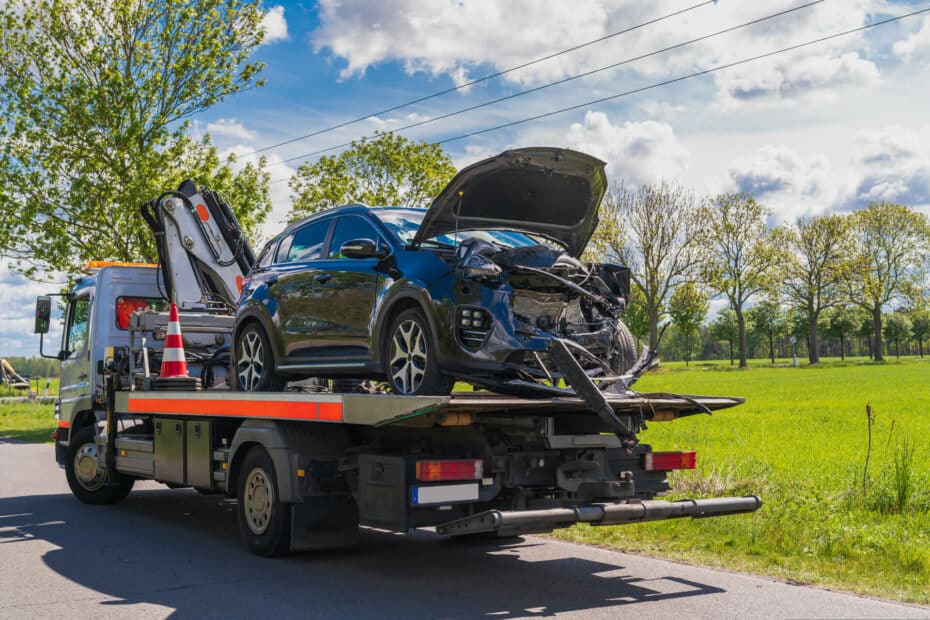 vehicle being towed